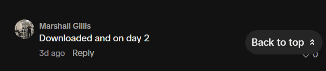 TikTok comment: Downloaded and on day 2