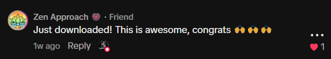 TikTok comment: Just downloaded! This is awesome, congrats